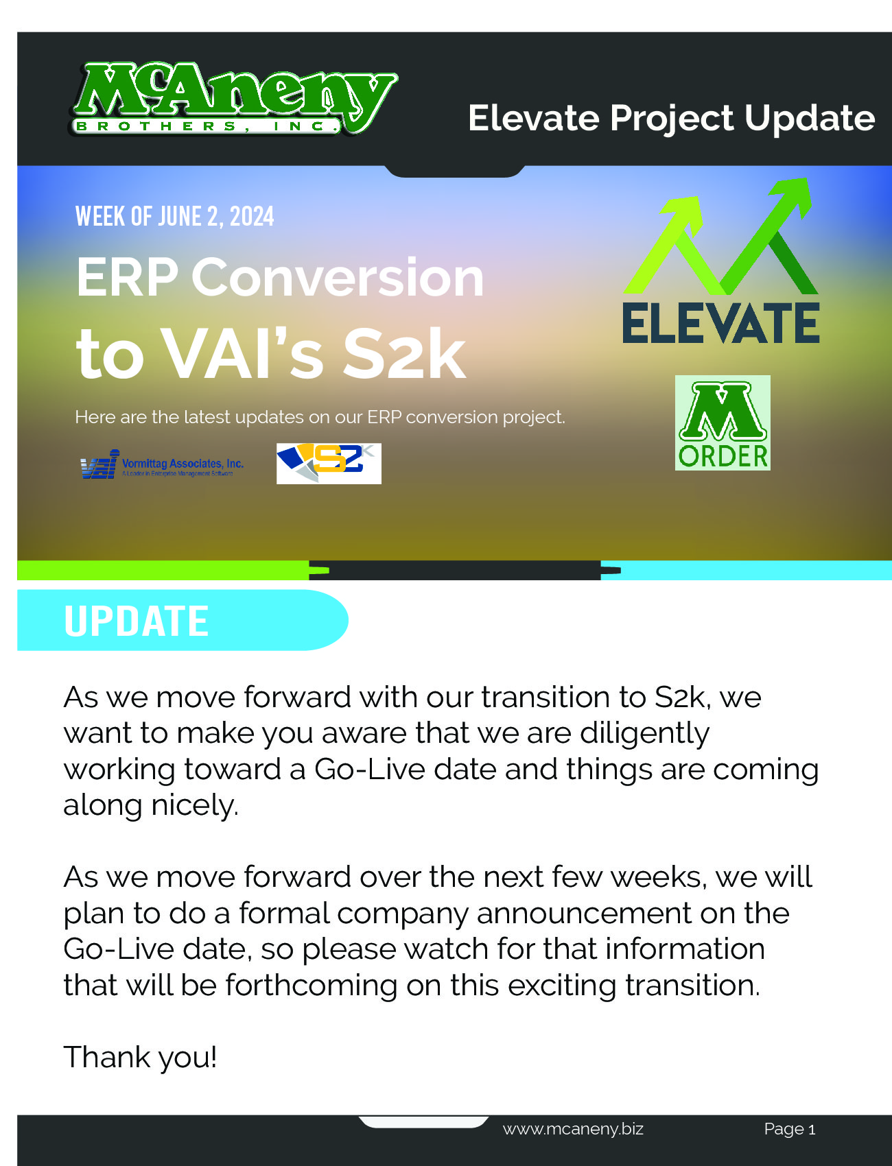 Elevate Project Update On Go Live Date 7 9 24