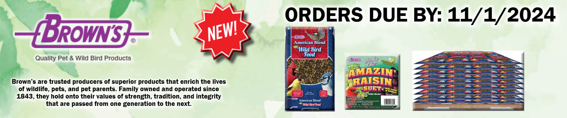 Browns Birdseed New American And Suet 10 11